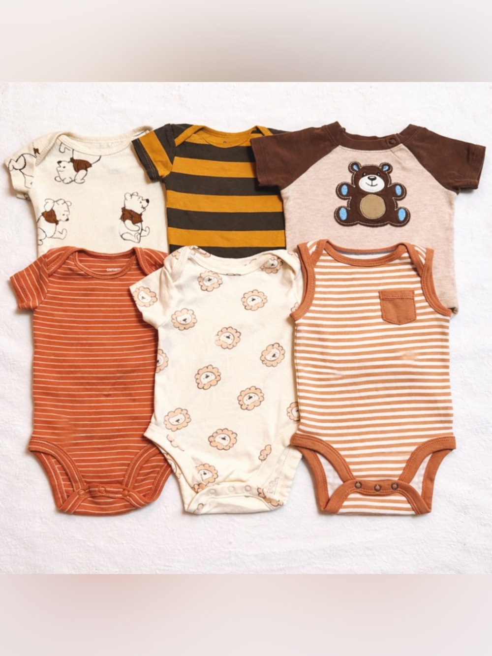 6pc Baby Boy 0-3M Onesie Bundle | Disney, Carter’s, Gerber Neutral Browns